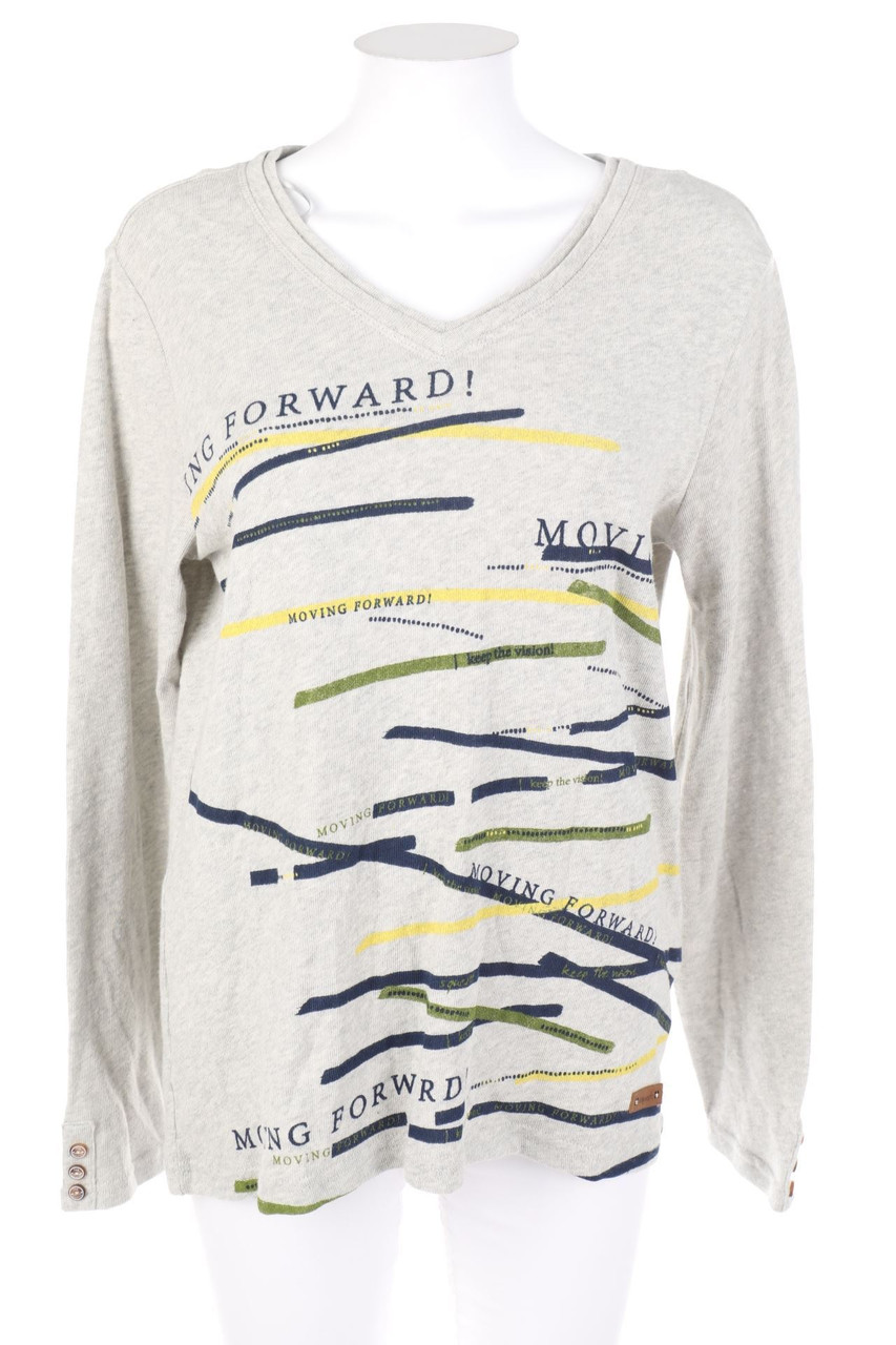 Soquesto - Strick-Pullover mit Statement-Print - D 38