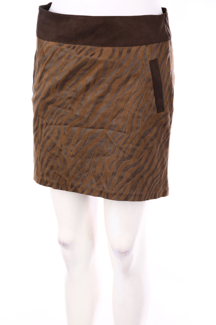 promod - Faux Leather-Mini-Rock mit Animal-Print - D 34