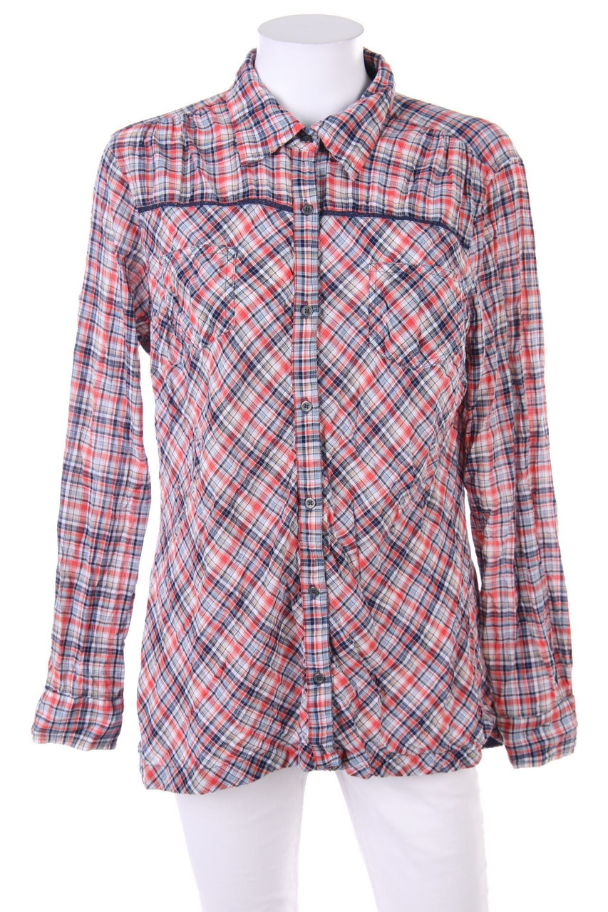 gina tricot - Karo-Hemd-Bluse mit Roll-up-Manschette - D 44