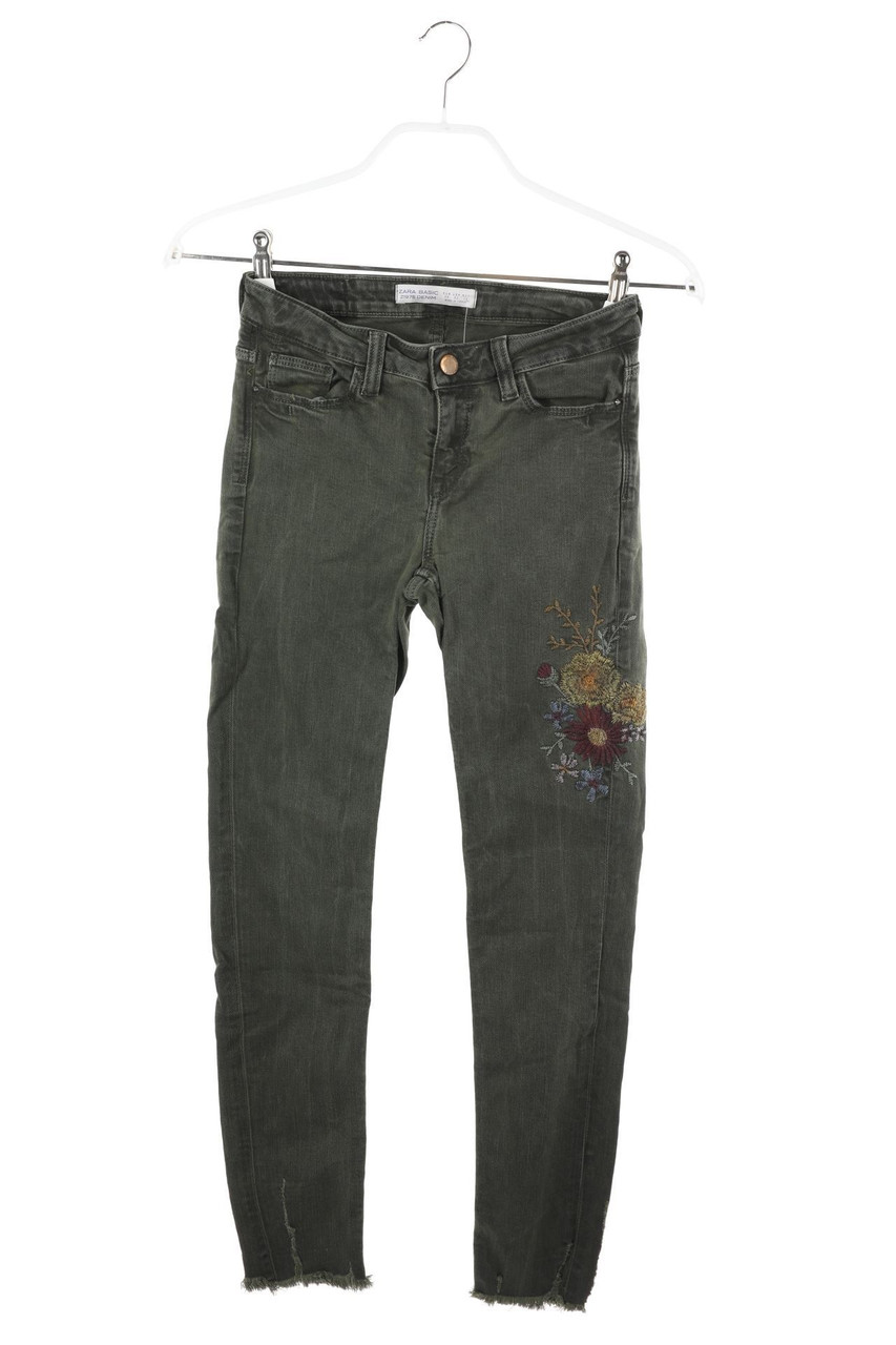 ZARA - Distressed Skinny-Jeans mit Stickereien - D 34