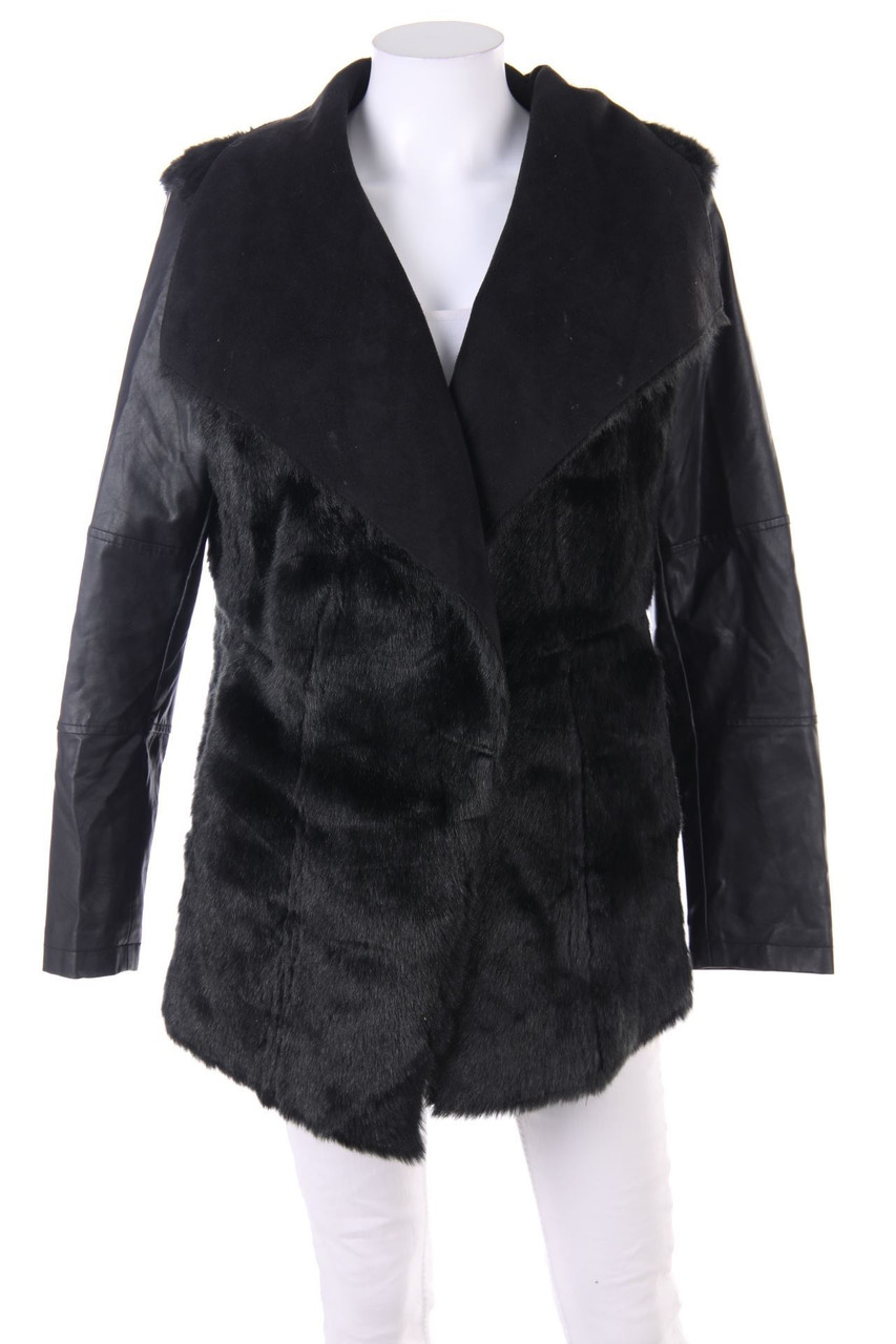 esmara by Heidi Klum - Fake Fur-Jacke mit Kunstleder-Details im Blogger-Stil - D 38