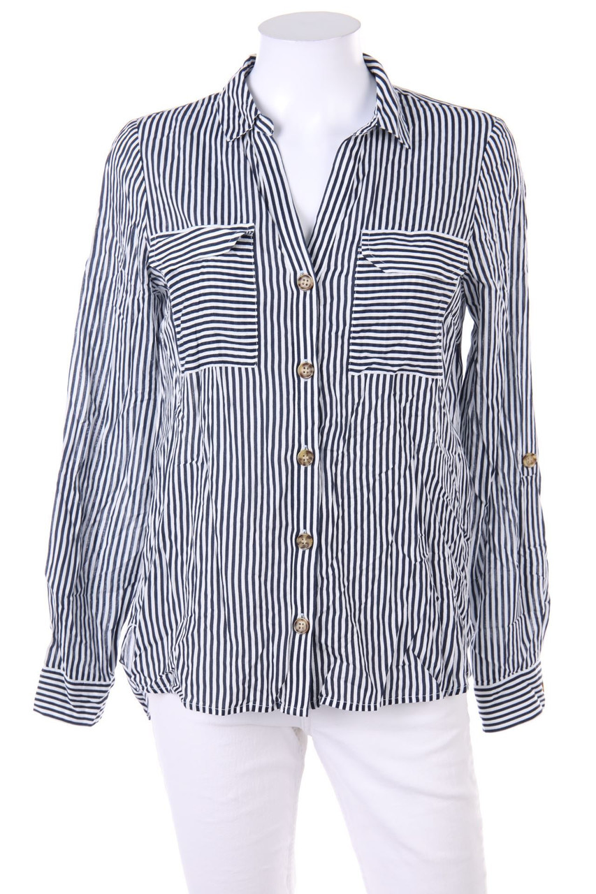 VERO MODA - Streifen-Hemd-Bluse mit Roll-up-Manschette - S