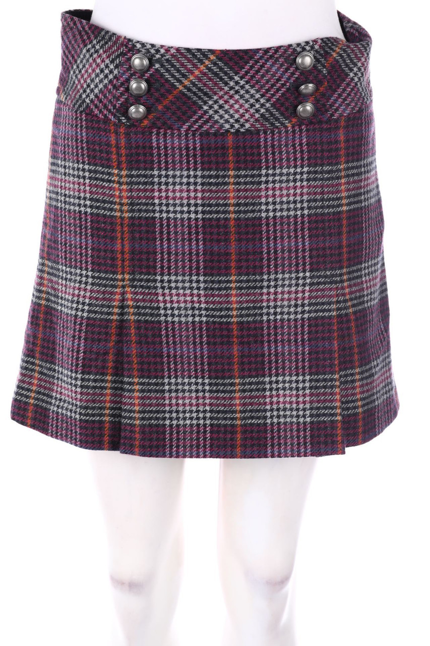 MEXX - Falten-Mini-Rock mit Karo-Muster aus Woll-Mix - D 34