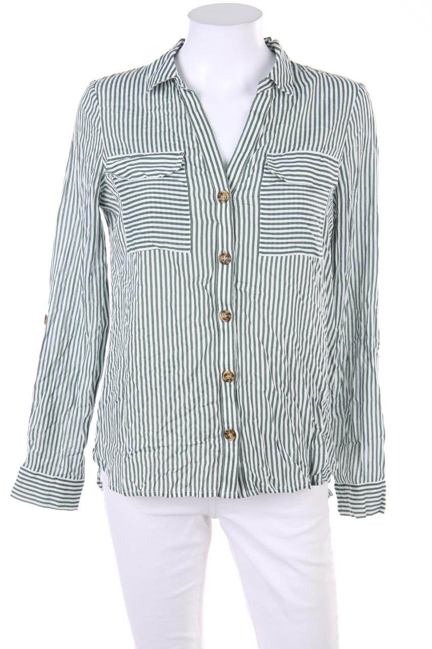 VERO MODA - Streifen-Hemd-Bluse mit Roll-up-Manschette - S