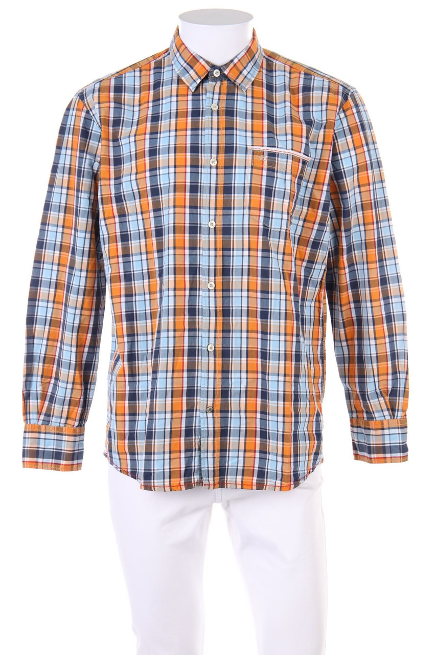 TOM TAILOR - kariertes Hemd mit Krempel-Ärmeln - L