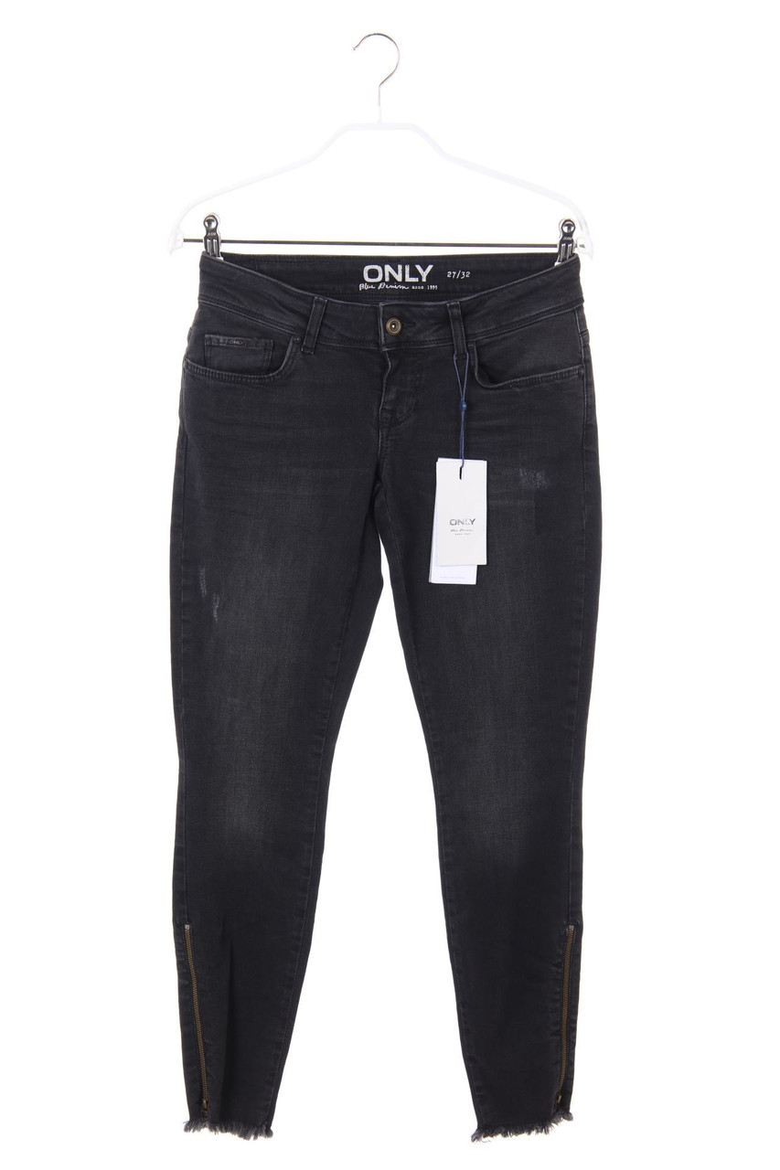 ONLY - Distressed Skinny-Jeans mit Logo-Applikation - W27