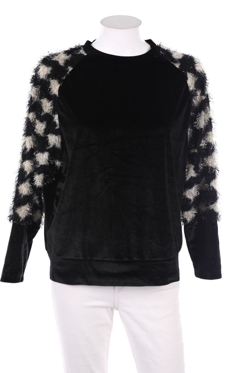 olivia. - Samt-Longsleeve-Shirt mit Punkten - L
