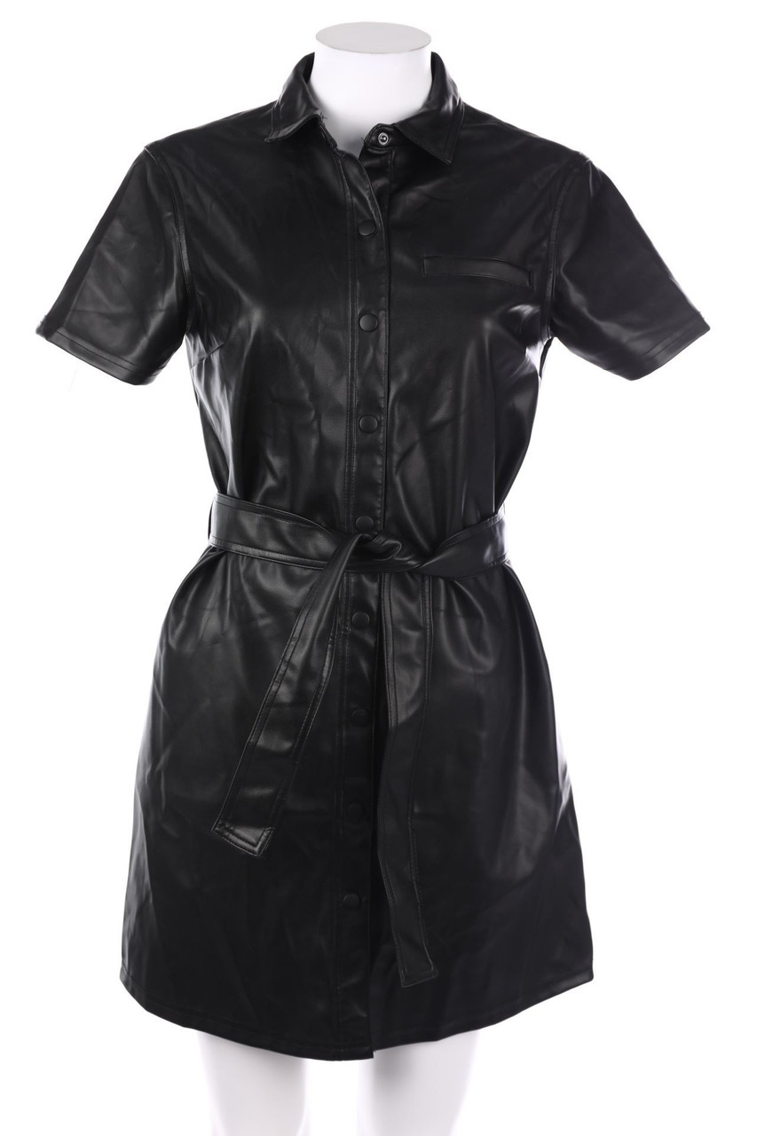 H&M DIVIDED - Faux Leather-Minikleid mit Gürtel - S