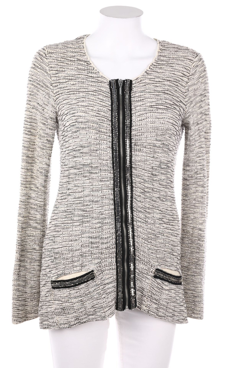 LAURA CLEMENT - Glitzer-Cardigan mit Reißverschluss - D 32-34