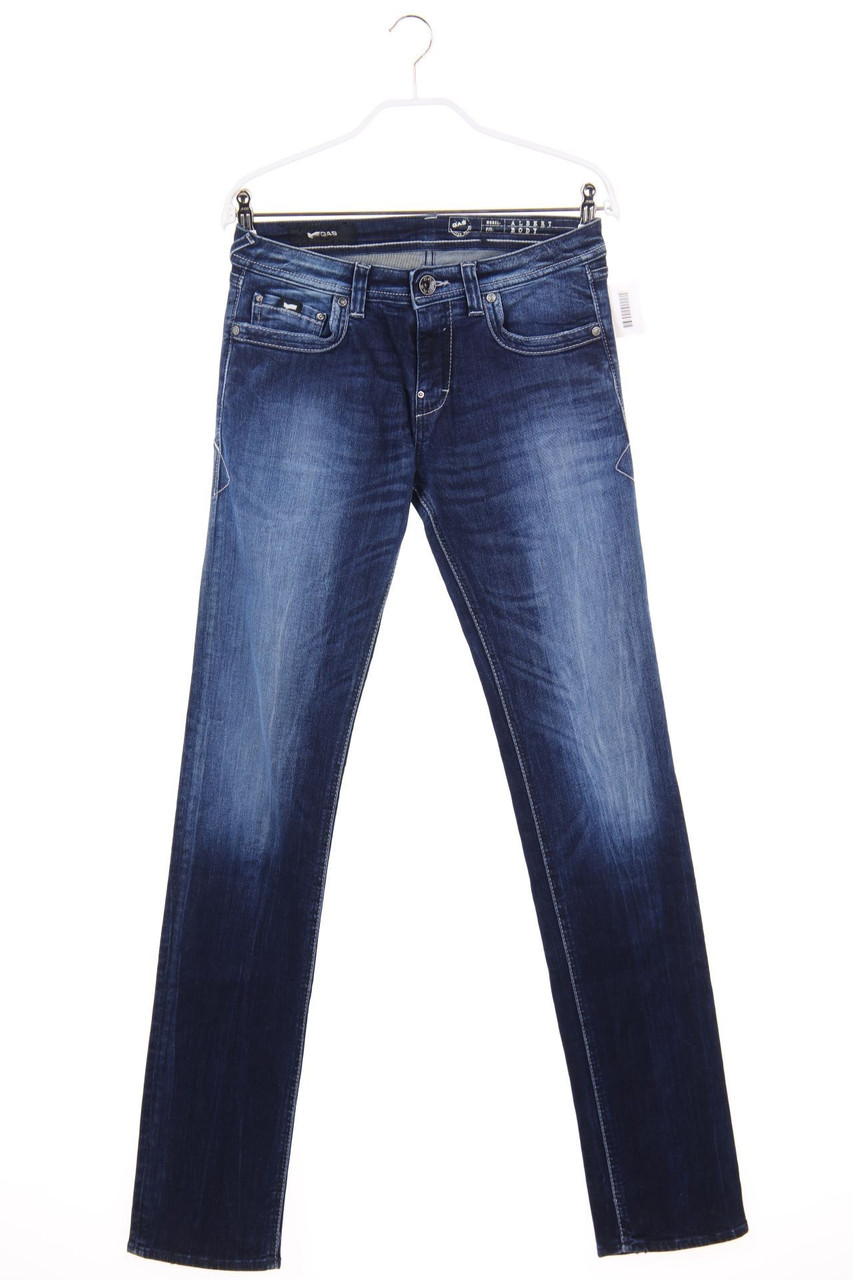 GAS - Distressed Straight Cut Jeans mit Logo-Badge - W28