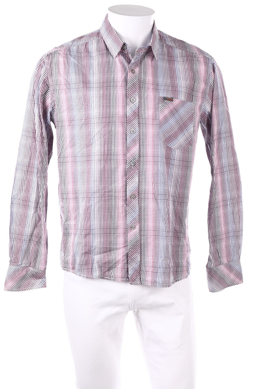 GIN TONIC - kariertes Hemd mit Logo-Badge - M