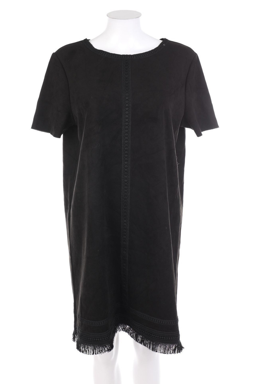 ZARA - Faux Leather-Kleid mit Fransen - XL