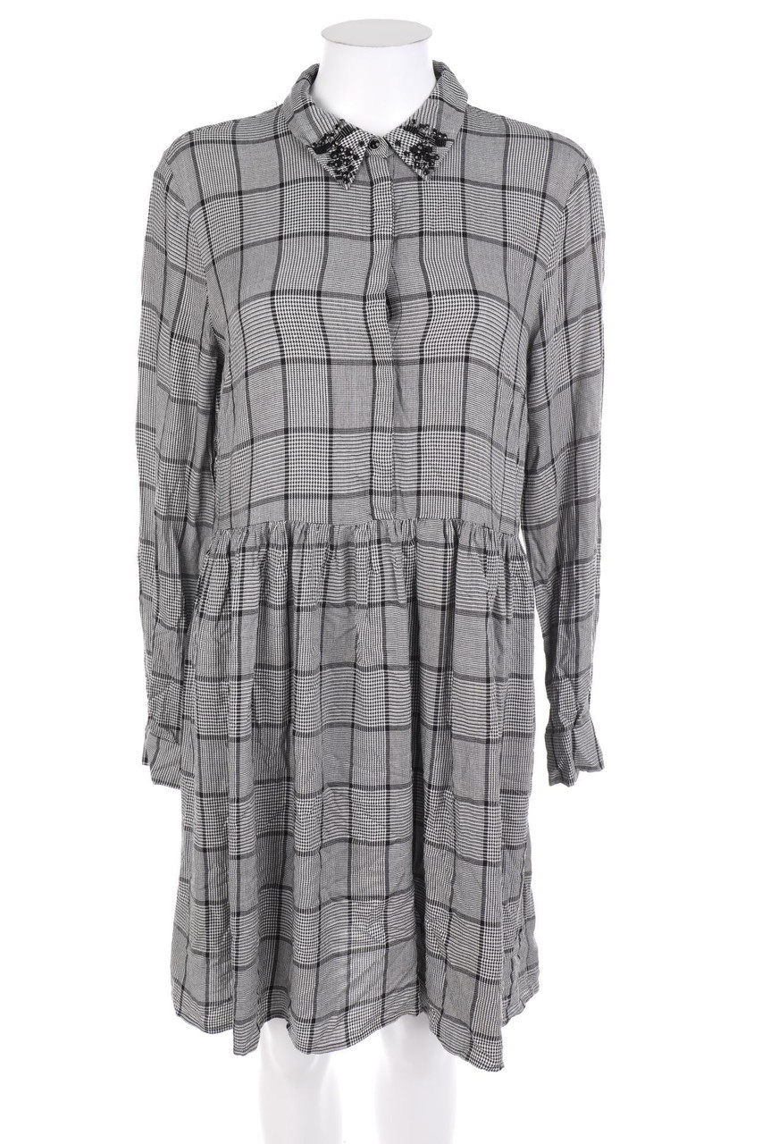 HALLHUBER - Karo-Kleid mit Schmuckstein-Applikation - D 36