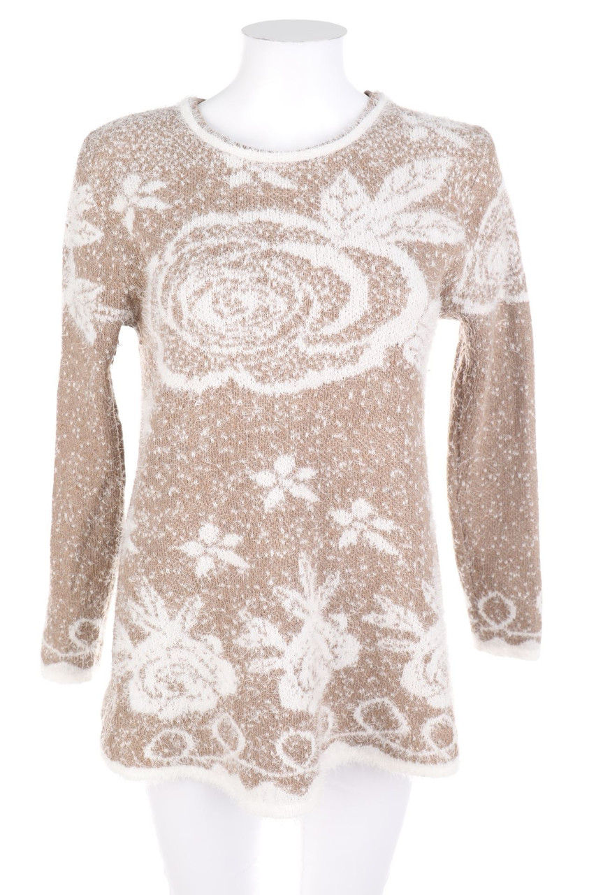 Ohne Label - Strick-Pullover mit Blumen-Print