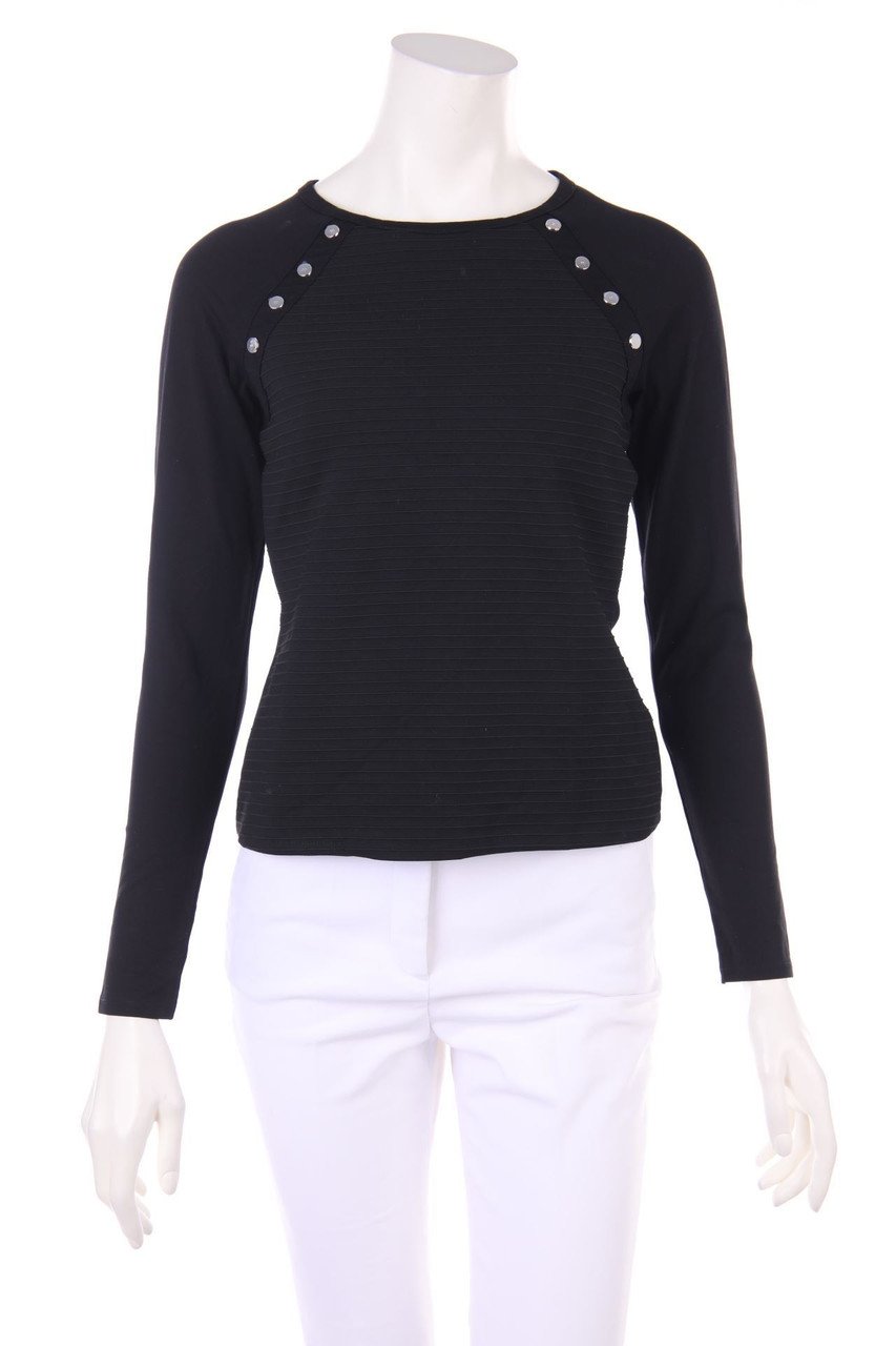 KAREN MILLEN - Longsleeve-Shirt mit Logo-Knöpfen - D 36