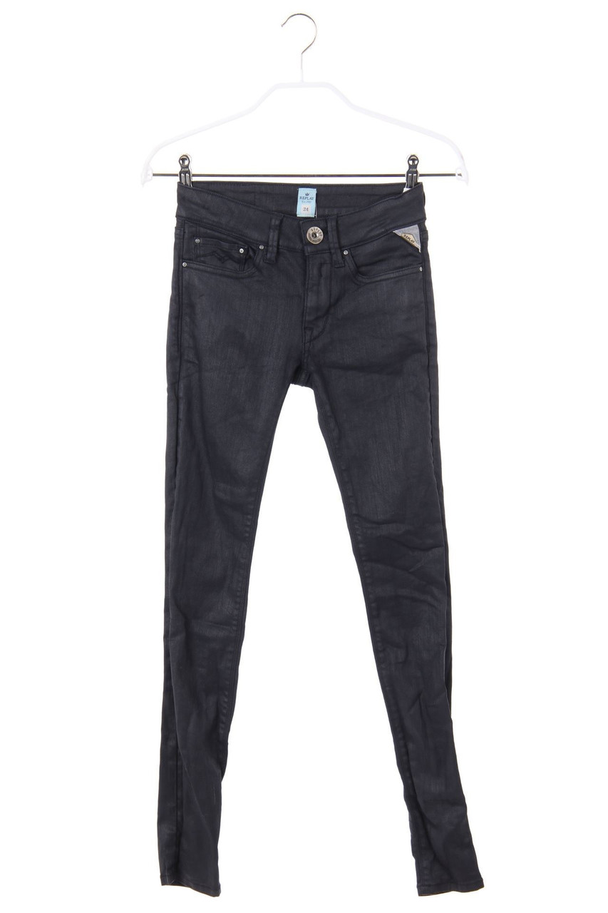 REPLAY - Coated Skinny-Jeans mit Logo-Plakette - W24