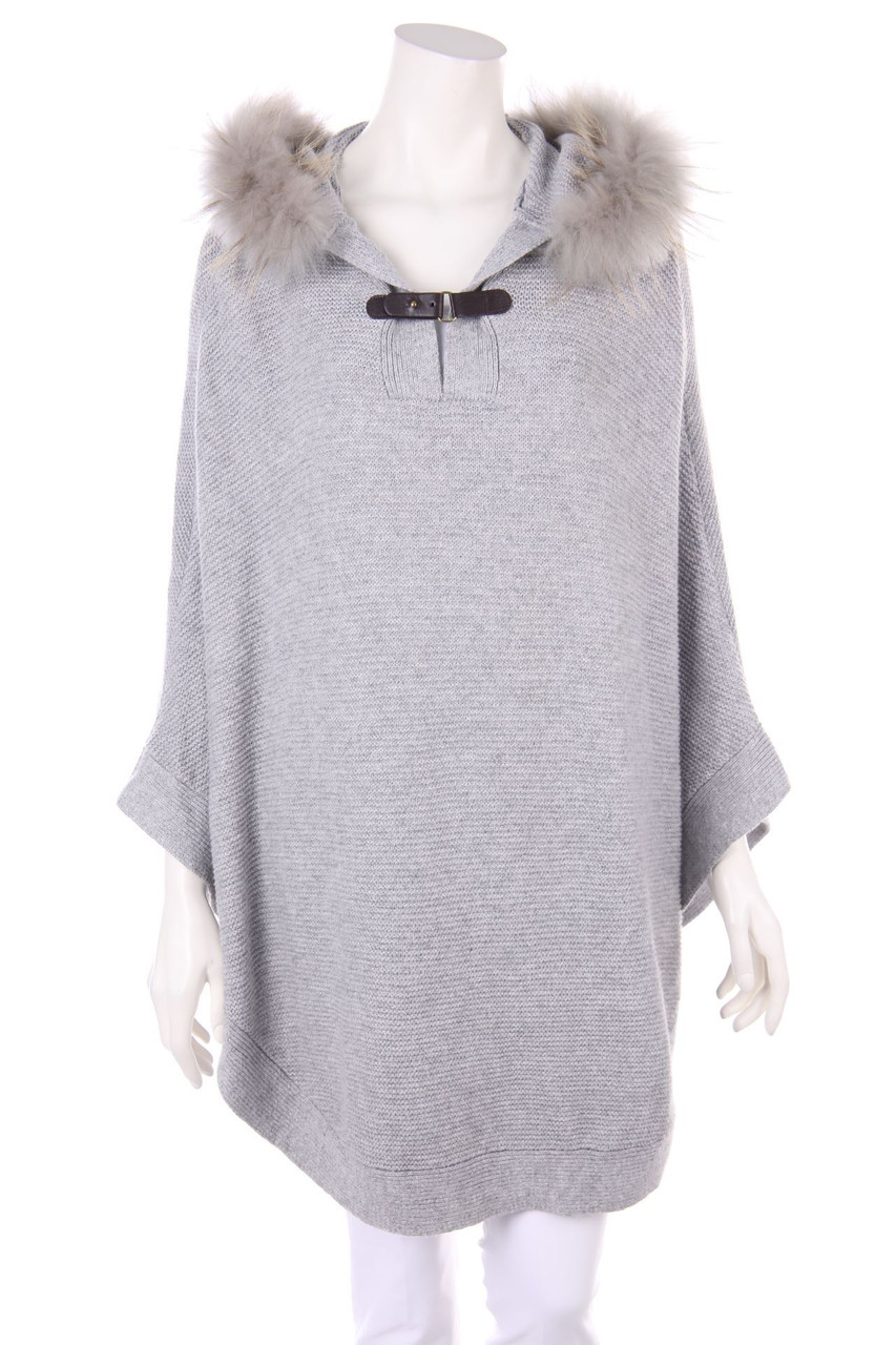 Cyrillus PARIS - Poncho mit Echt-Pelz-Besatz - L