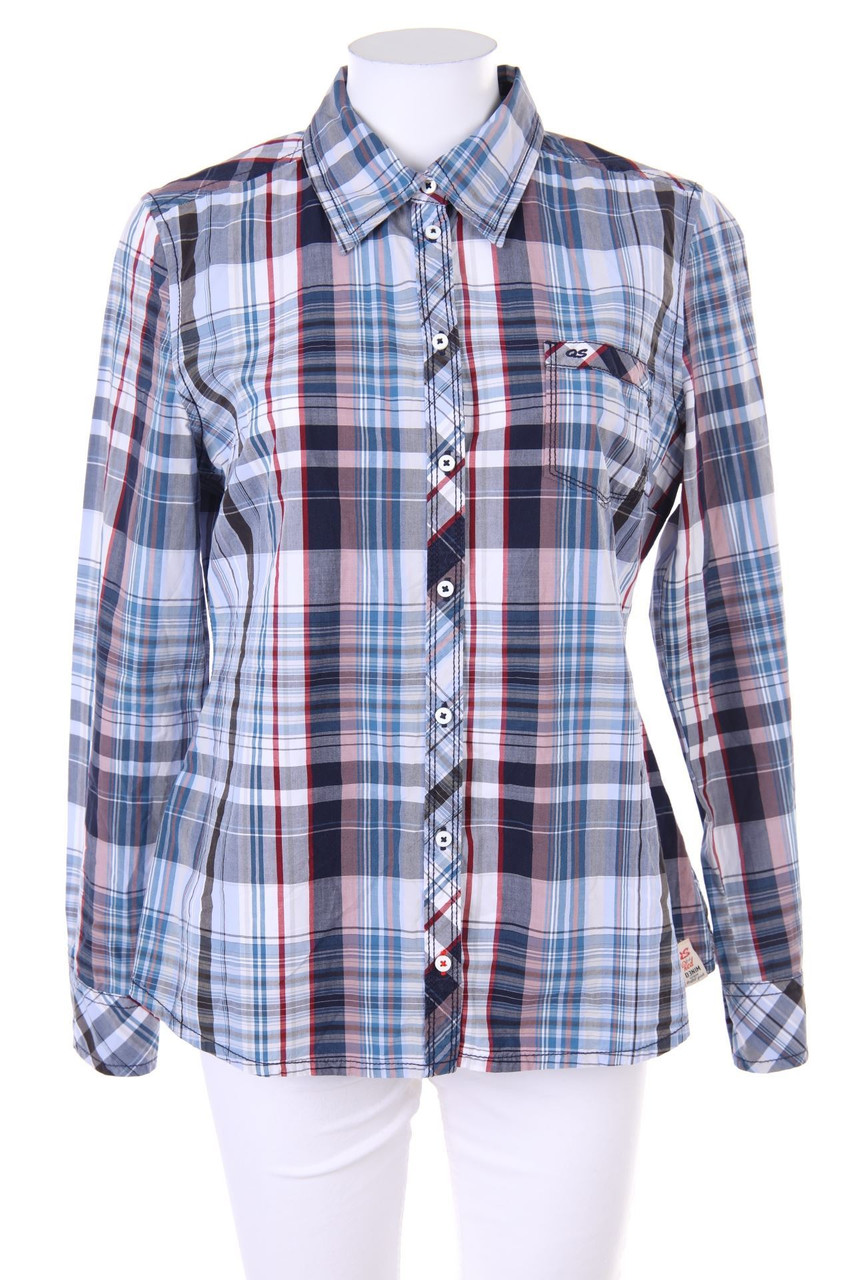 QS by s.Oliver - Hemd-Bluse mit Logo-Stickerei - 42