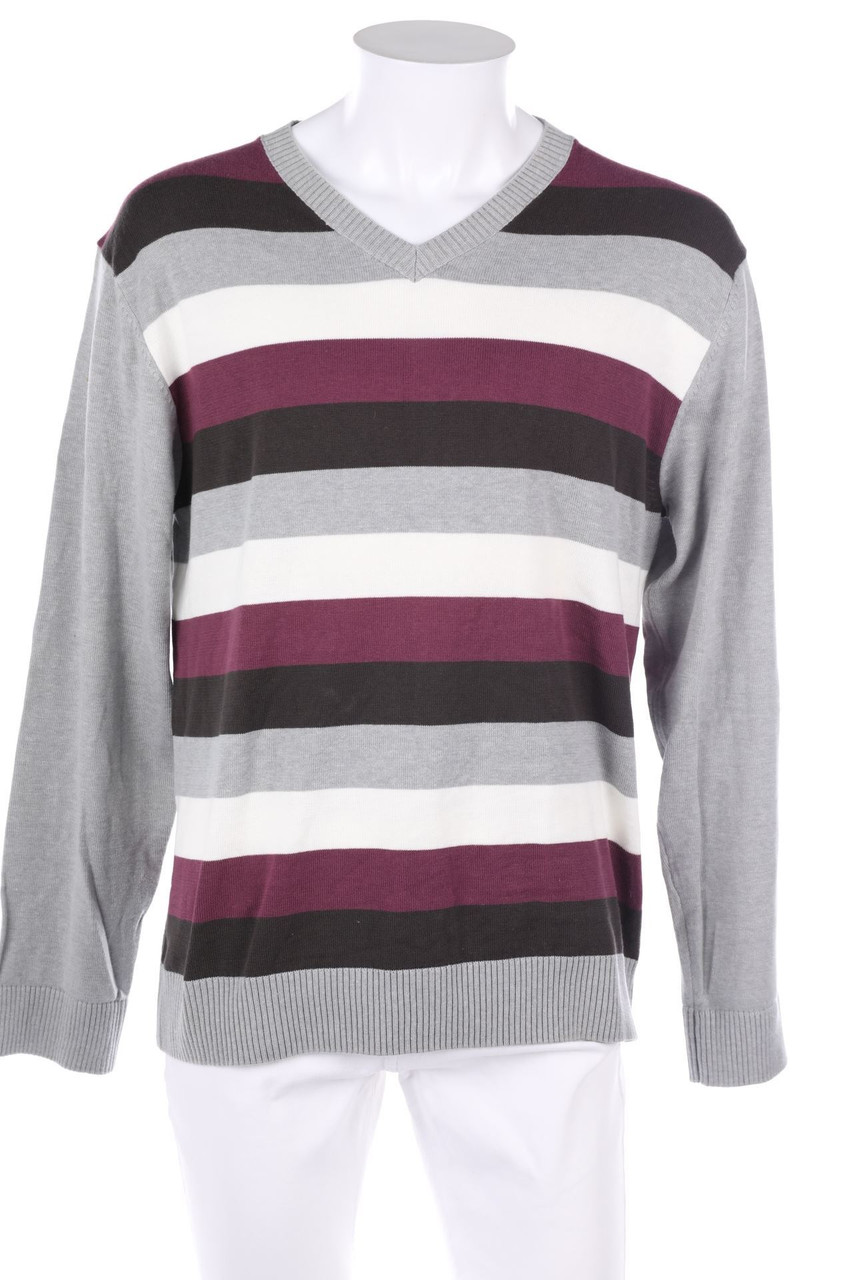 poolman - V-Neck-Pullover mit Streifen aus Baumwoll-Mix - XXL