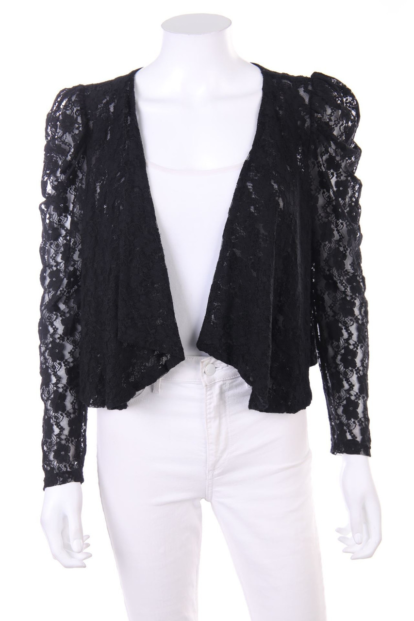 VINTAGE - Blazer aus Spitze mit Wasserfall-Ausschnitt - S