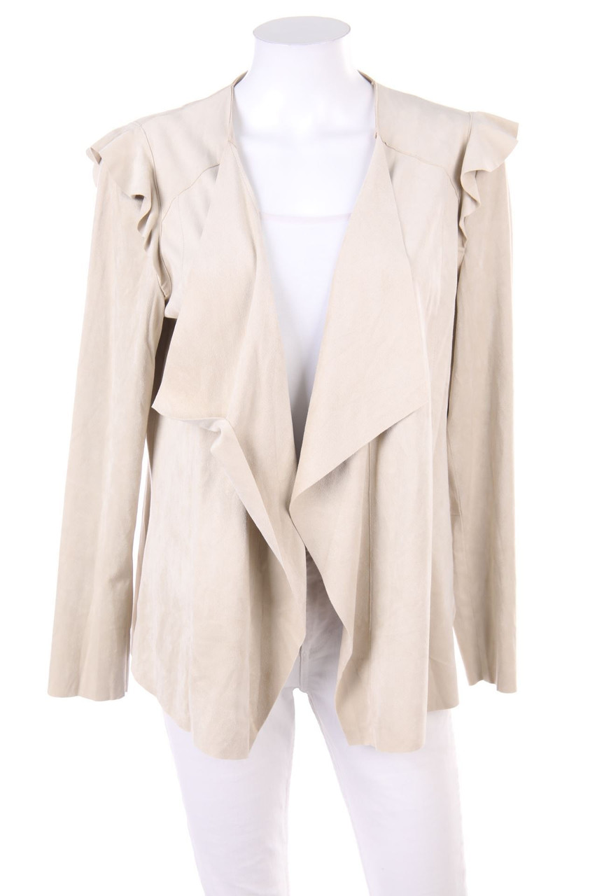 MANGO - Kunstlederjacke mit Wasserfall-Ausschnitt - L