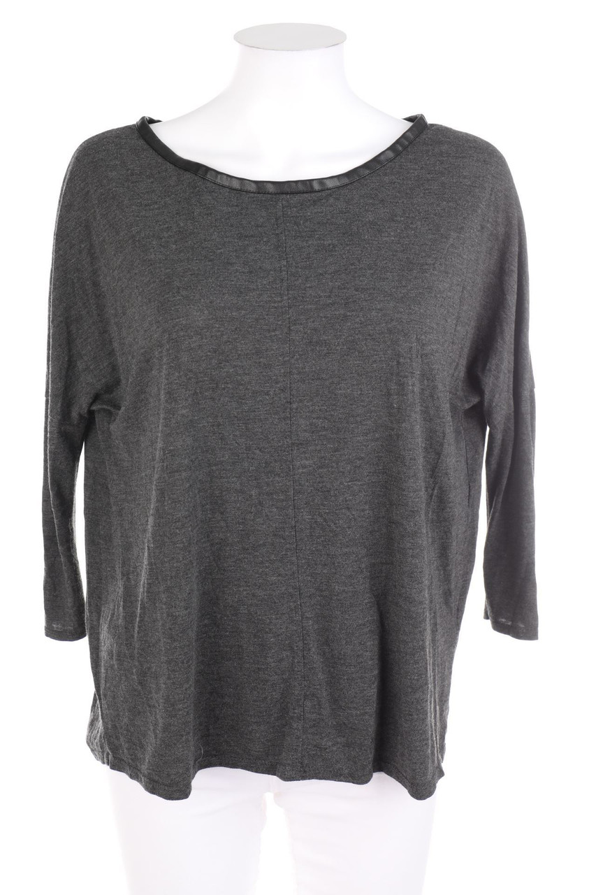 ZARA - Batwing-Shirt mit Kunstleder-Details - S