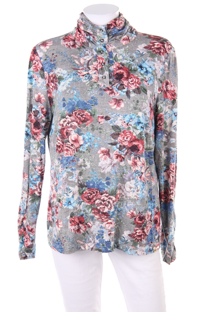 Himmelblau Couture by Lola Paltinger - Longsleeve-Shirt mit Schmuck-Knöpfen - D 42