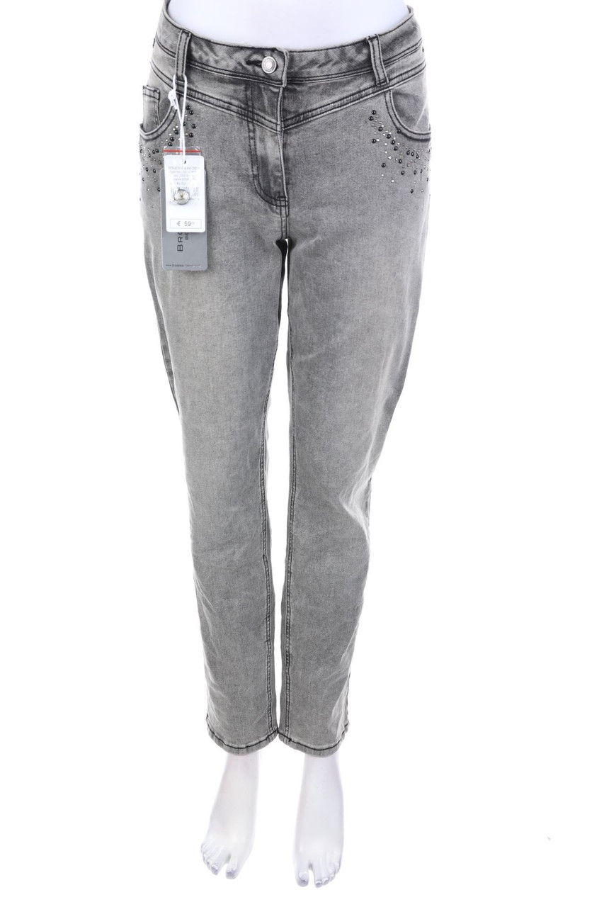 BROADWAY - Used Look Skinny-Jeans mit Schmuckstein-Applikation - XL