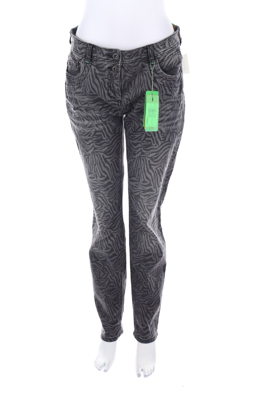 CECIL - Straight Cut Jeans mit Print - W31