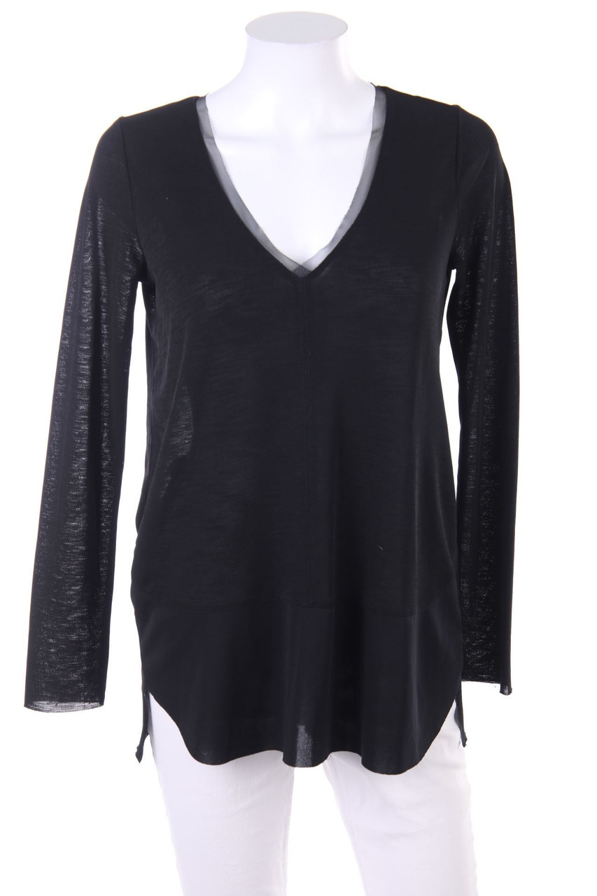 ZARA W&B - Longsleeve-Shirt mit Mesh-Einsatz - M
