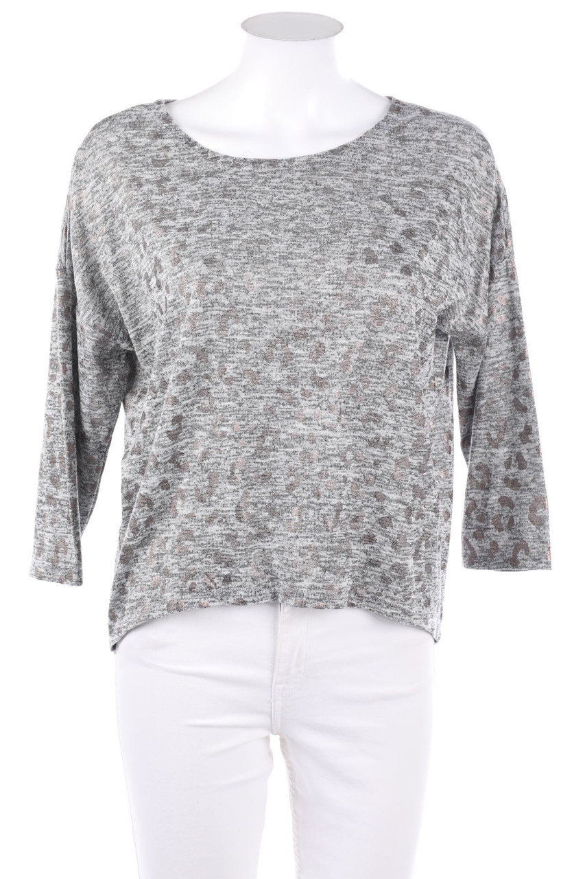 Ohne Label - Vokuhila-Shirt mit Leo-Print - M