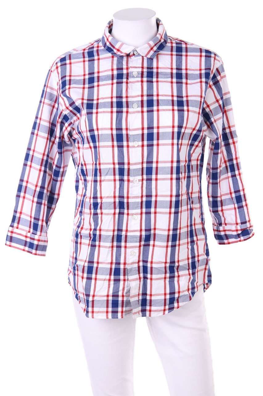 SECONDHAND - Karo-Hemd-Bluse mit 3/4-Ärmel - D 38