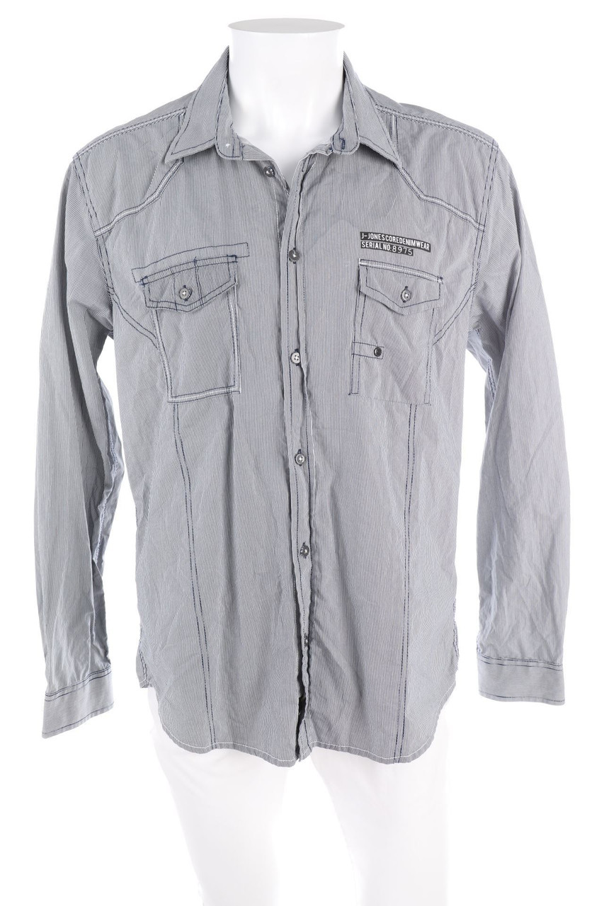 JACK & JONES - gestreiftes Hemd mit aufgesetzten Taschen - XL