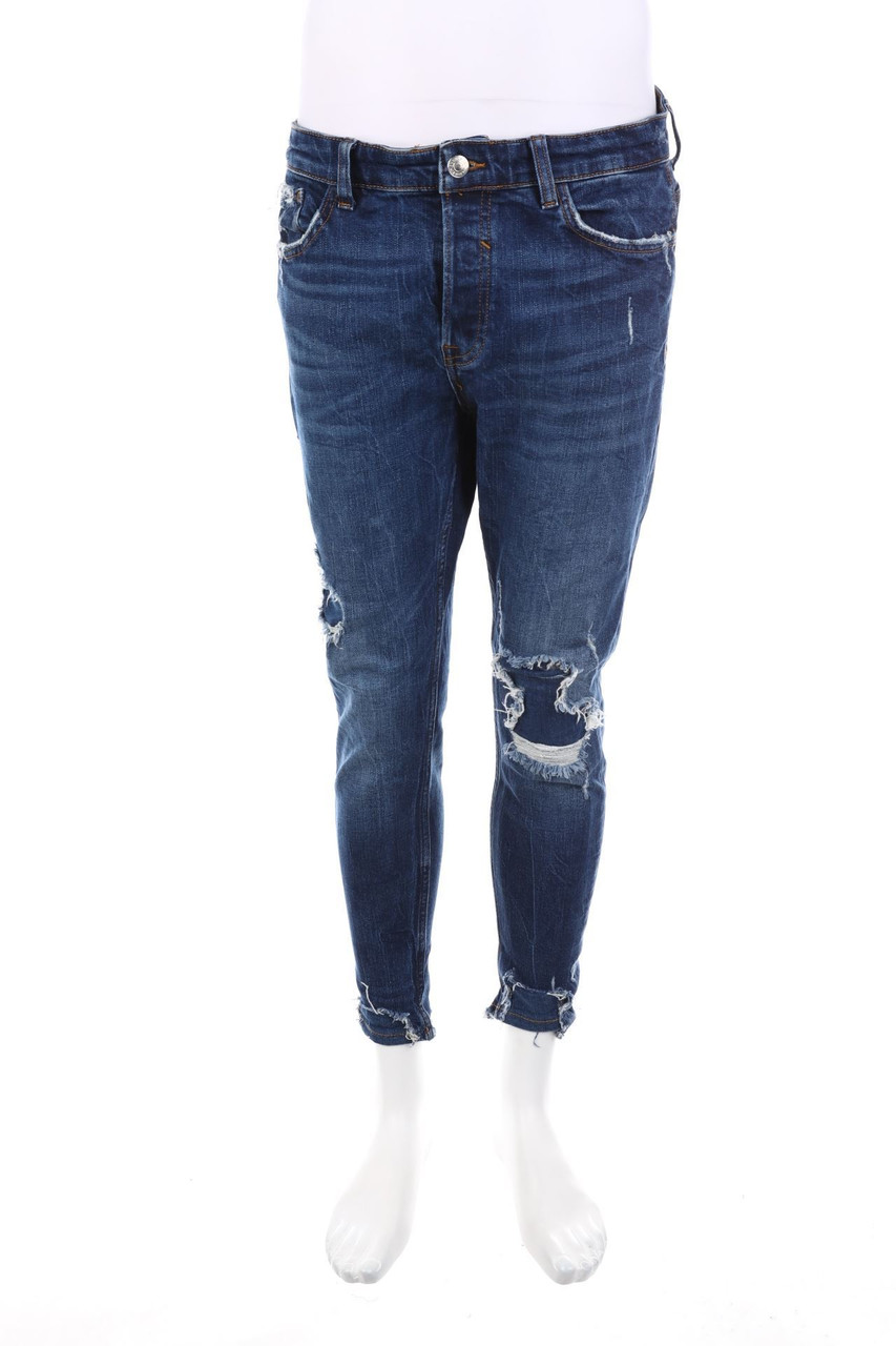 ZARA - Destroyed Tapered Jeans aus Baumwoll-Mix - W34