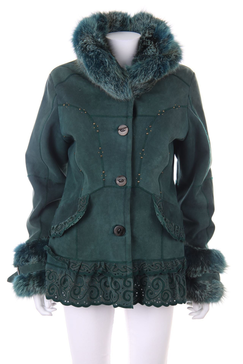 SORCE - Lederjacke mit Echt-Pelz-Besatz - D 36