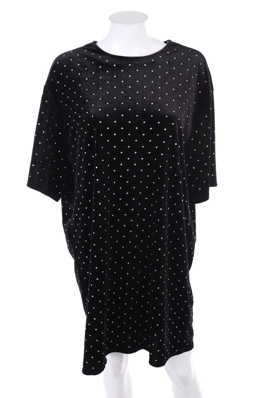 H&M - Samt-Abendkleid mit Strass-Steinen - L