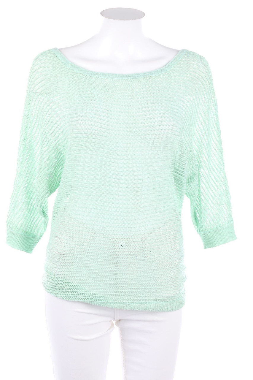 AMISU - Glitzer-Batwing-Pullover aus Lochstrick - S