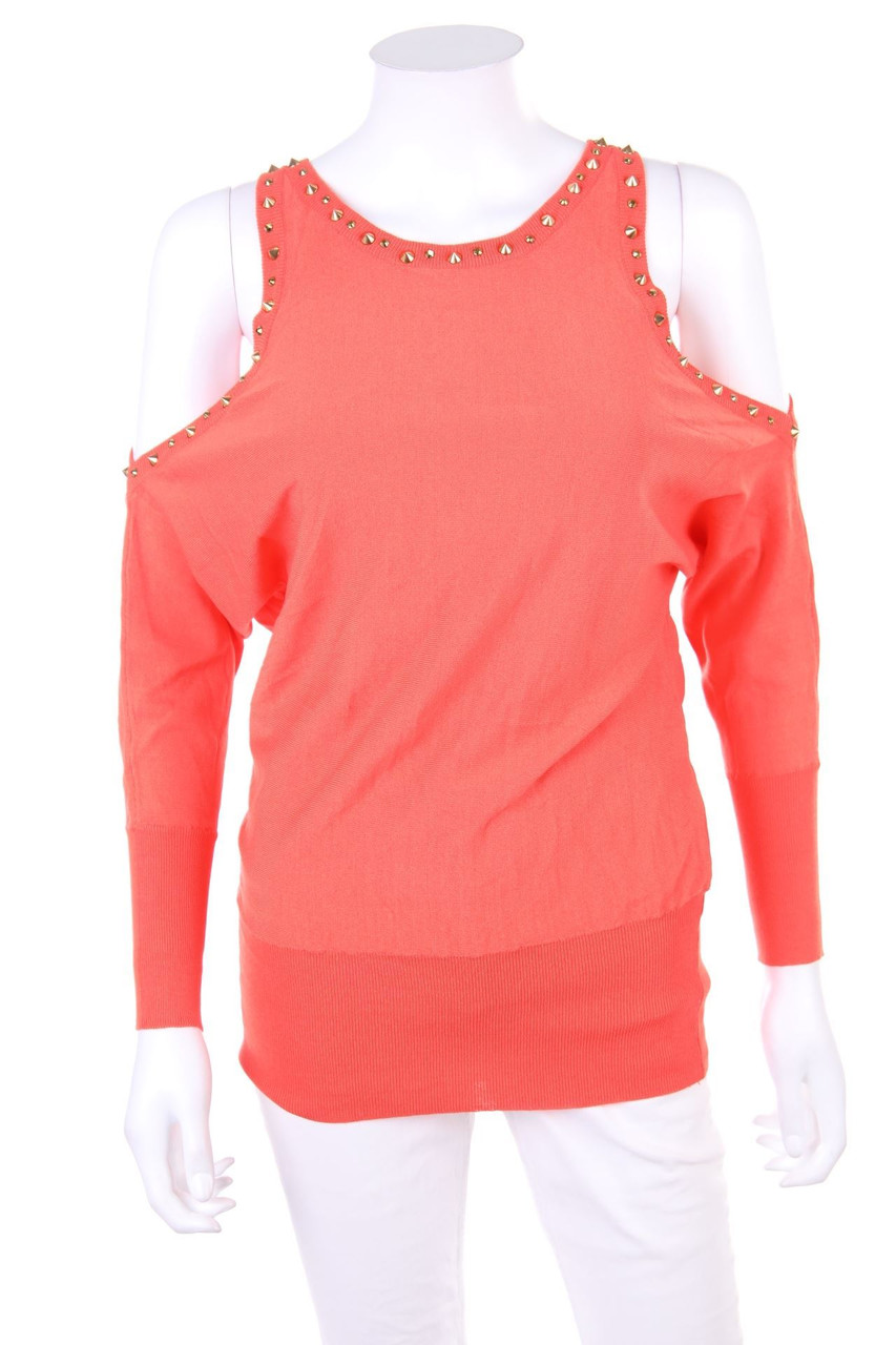 SECONDHAND - Cold-Shoulder-Batwing-Pullover mit Nieten - ONE SIZE