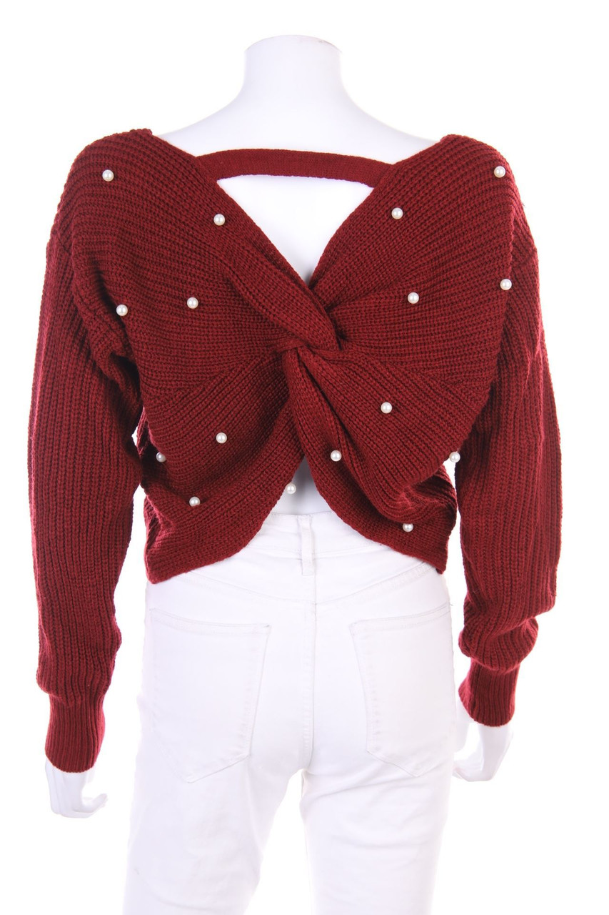 SHEIN Cropped-Strick-Pullover mit Drapierung mit Perlen S