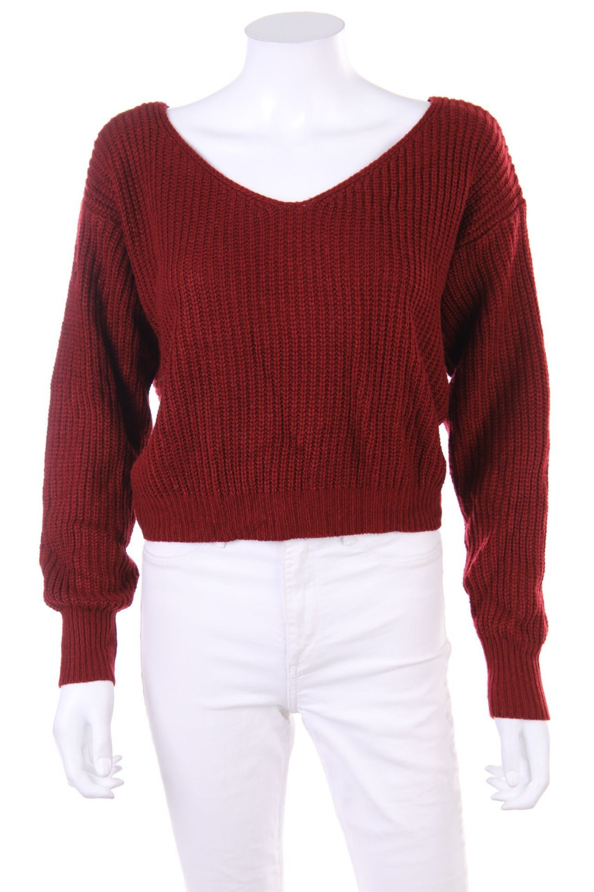 SHEIN Cropped-Strick-Pullover mit Drapierung mit Perlen S