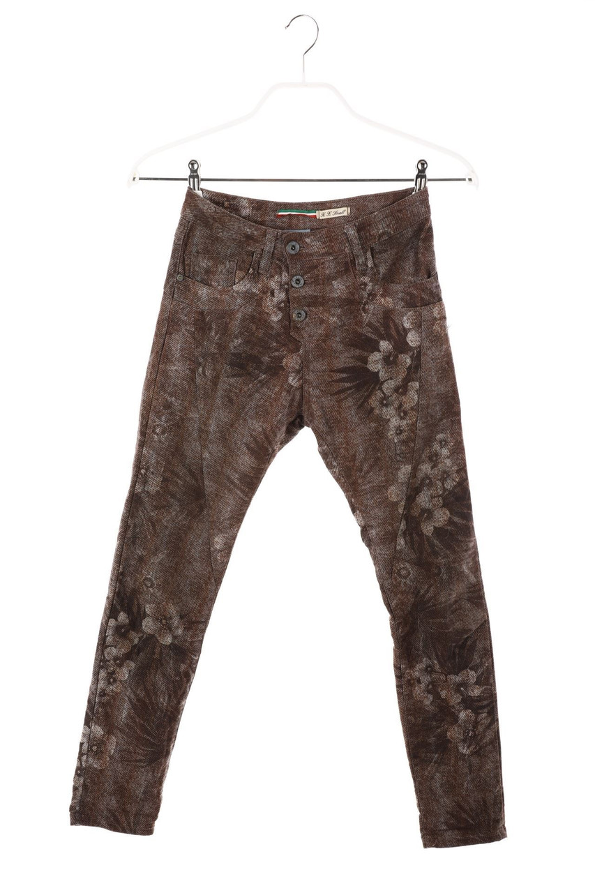 Please - Used Look Skinny-Jeans mit Blumen-Print - XXS