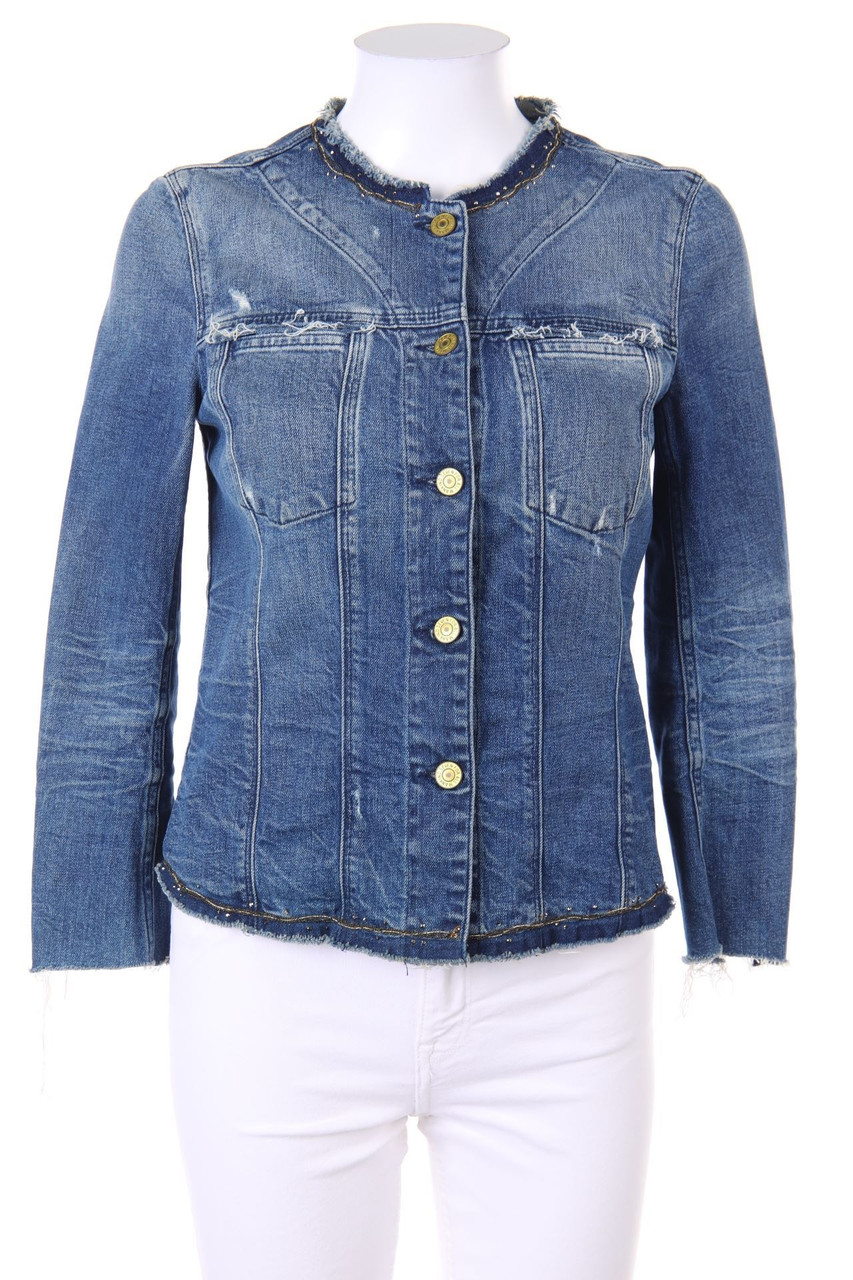 7 for all mankind - Jeans-Jacke mit Strass-Steinen - S