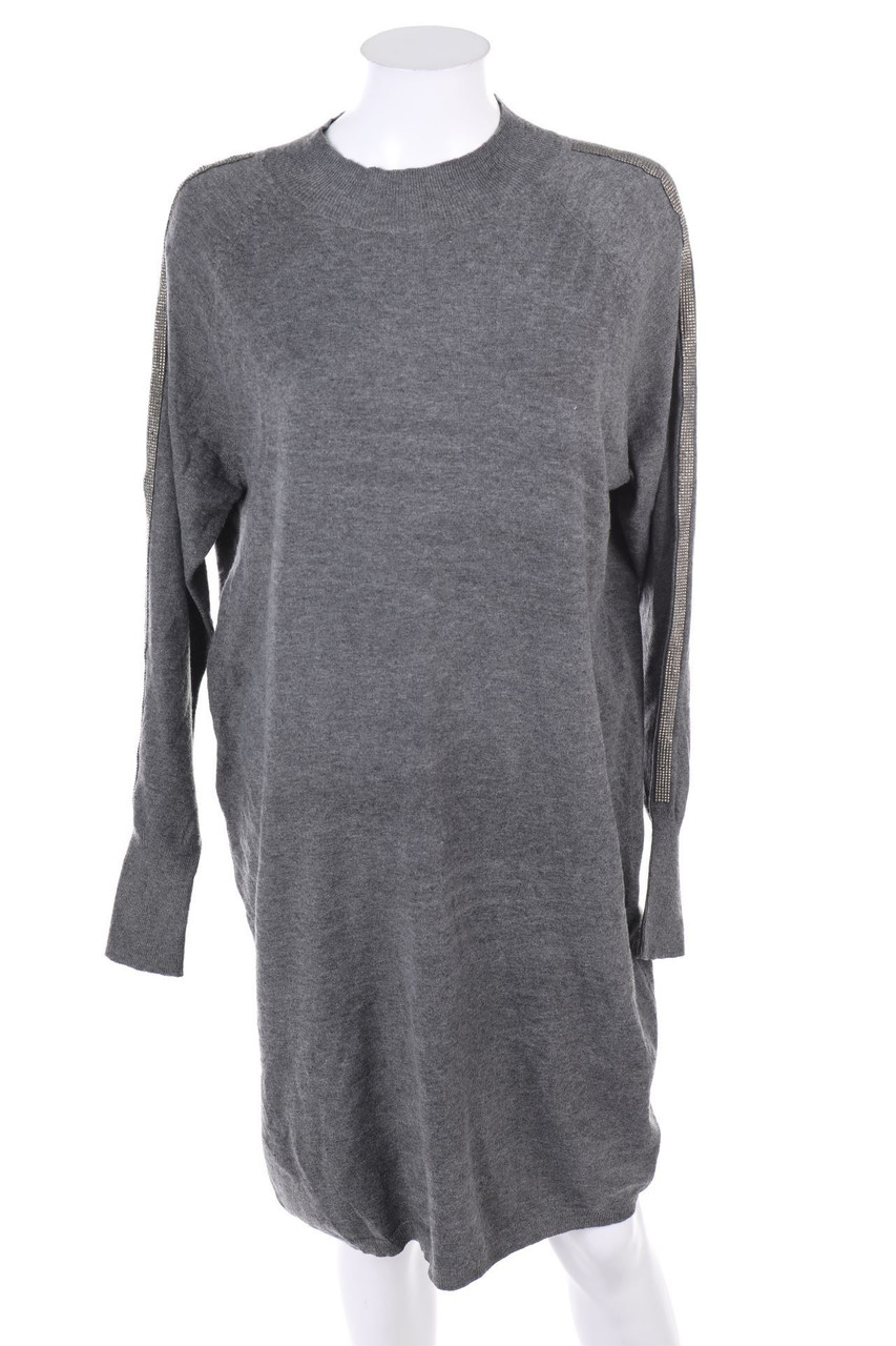 Ohne Label - Midi-Strickkleid mit Schmuckstein-Applikation - D 40-42