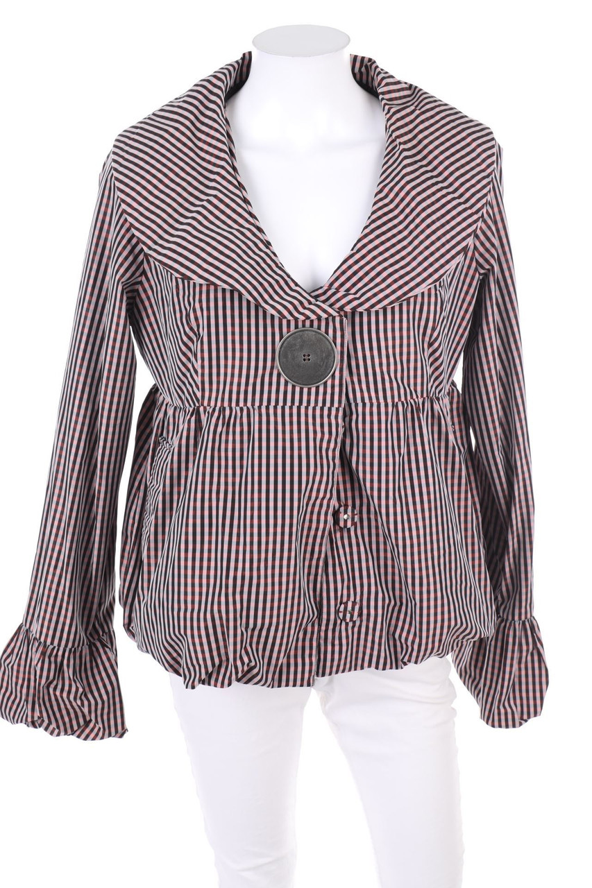 SECONDHAND - Karo-Blazer-Jacke mit Schalkragen - D 38