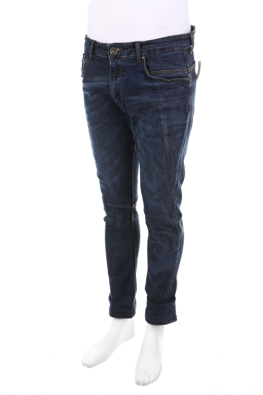 ZARA MAN - Used Look Skinny-Jeans mit Logo-Patch - 44