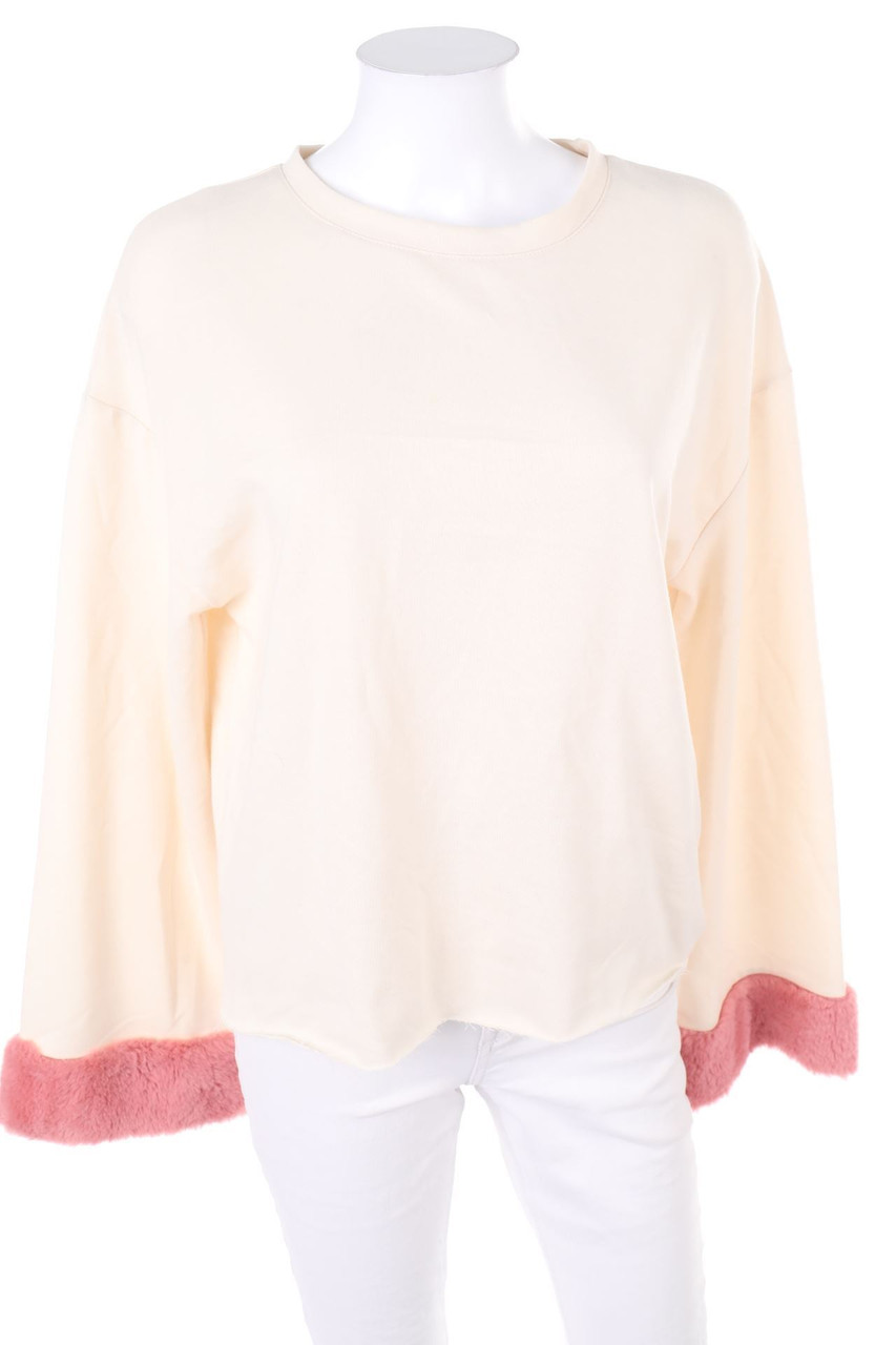 ZARA - Sweatshirt mit Fake Fur-Besatz - S