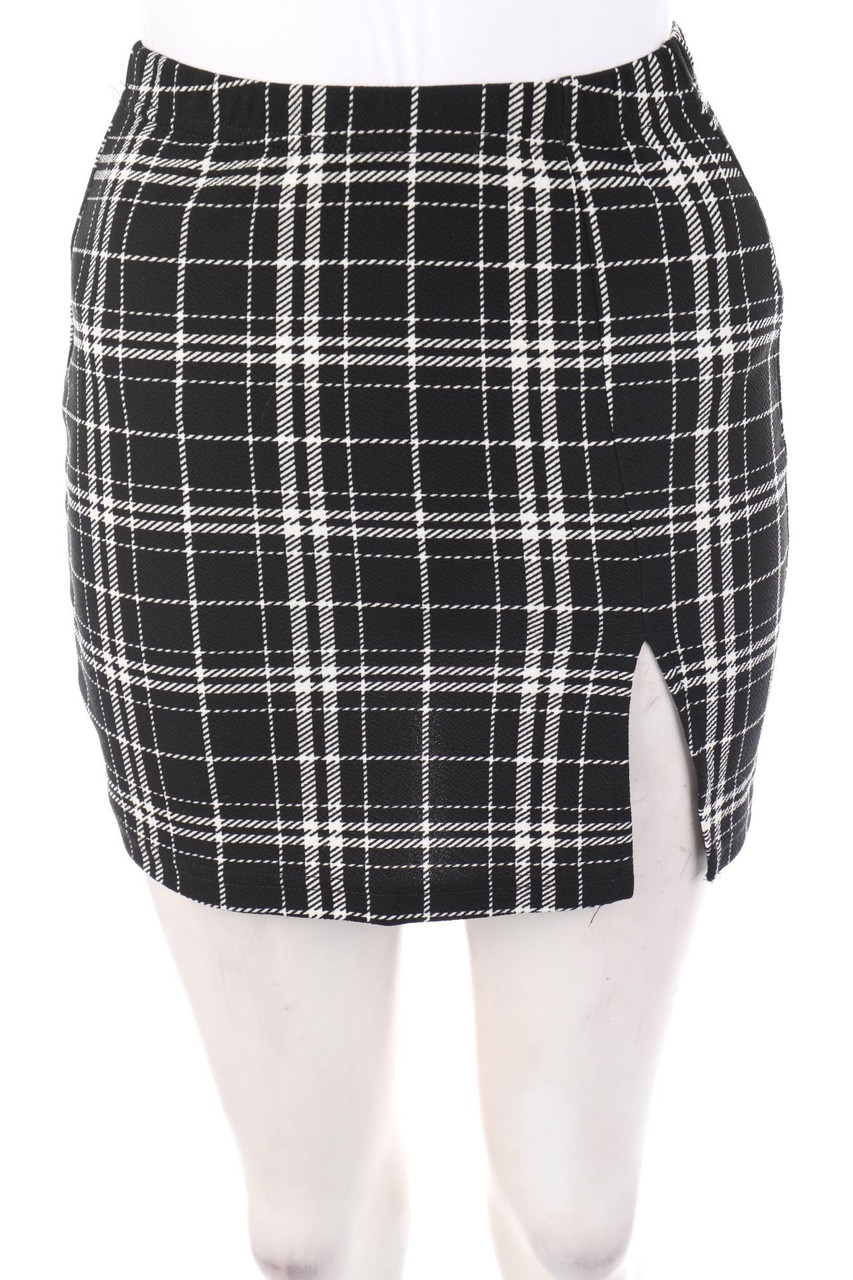 SHEIN - Karo-Minirock mit Schlitz - XS