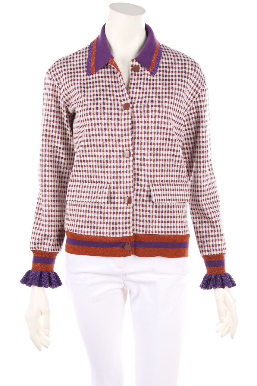 rich & royal - Glitzer-Cardigan mit Volants - D 36
