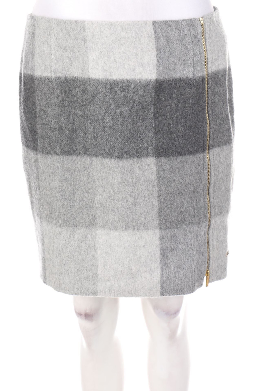 TOMMY HILFIGER - Karo-Minirock aus Woll-Mix mit Logo-Plakette - D 38