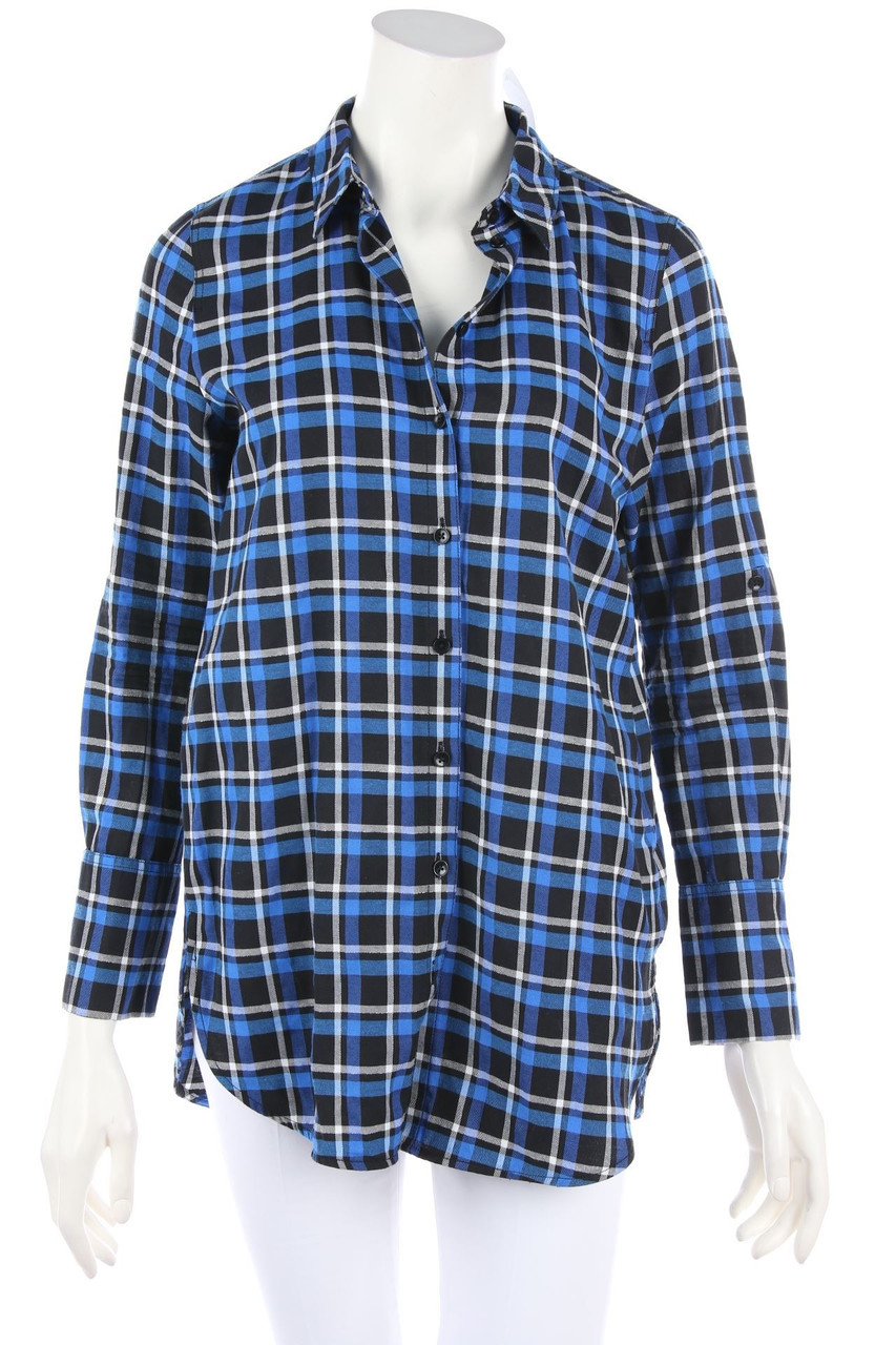 TAIFUN - Oversize-Hemd-Bluse mit Karo-Muster - D 36